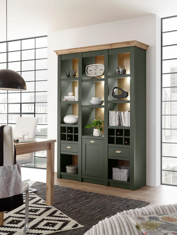 Bufet vitrina »Cambridge« cu design elegant verde inchis, 147 cm latime - LunaHome.ro