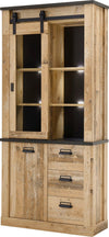Bufet vitrină »SHERWOOD« cu aspect de lemn, cu usi tip hambar, latime 93 cm - LunaHome.ro