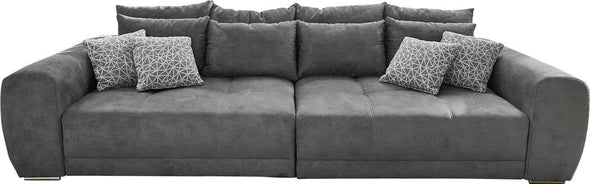 Canapea Big Sofa Moldau din microfibra gri cu 12 perne 306 cm lățime - LunaHome.ro