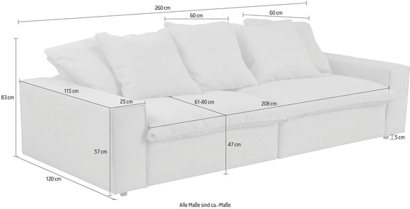 Canapea BigSofa Venslev bej foarte confortabila cu perne 260 cm