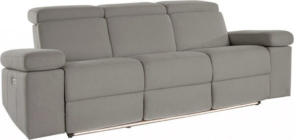 Canapea Kilado gri cu functie electrica de recliner, LED si USB 229 cm