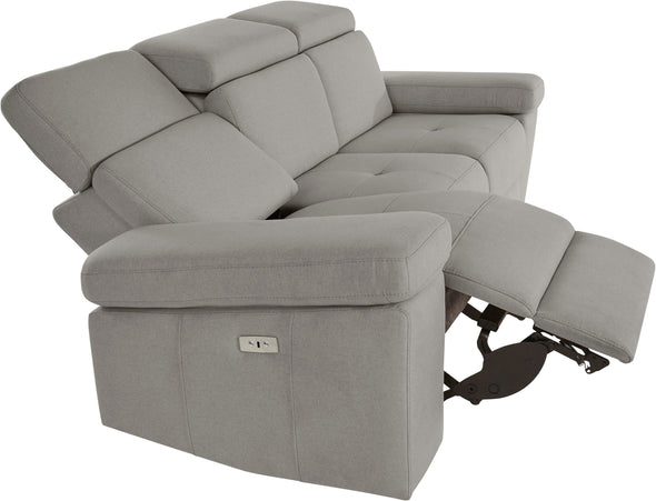 Canapea Kilado gri cu functie electrica de recliner, LED si USB 229 cm