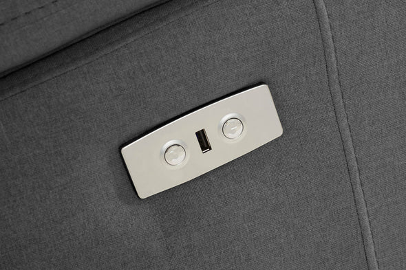 Canapea Kilado gri cu functie electrica de recliner, LED si USB 229 cm