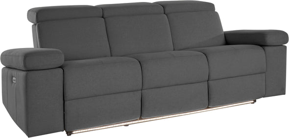 Canapea Kilado gri cu functie electrica de recliner, LED si USB 229 cm