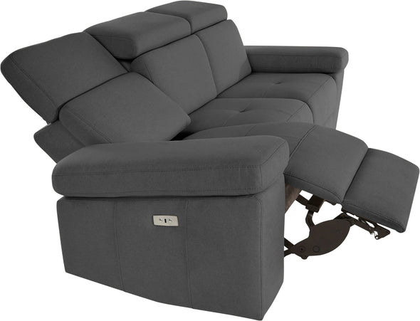 Canapea Kilado gri cu functie electrica de recliner, LED si USB 229 cm