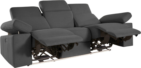 Canapea Kilado gri cu functie electrica de recliner, LED si USB 229 cm
