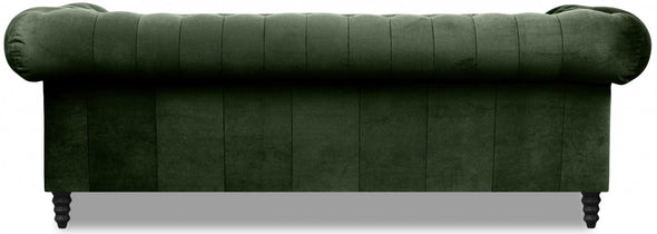 Canapea Chesterfield Monnecove cu 3 locuri din catifea verde, 214 cm - LunaHome.ro
