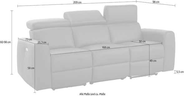 Canapea Senrano cu reglaj electric si USB din piele eco maro - LunaHome.ro