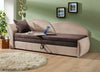 Canapea bej-maro extensibila cu depozitare si perna decorativa 213 cm - LunaHome.ro