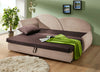 Canapea bej-maro extensibila cu depozitare si perna decorativa 213 cm - LunaHome.ro
