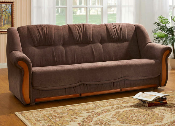 Canapea cu 3 locuri extensibila cu tapiterie maro 240 cm - LunaHome.ro