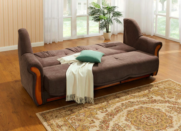 Canapea cu 3 locuri extensibila cu tapiterie maro 240 cm - LunaHome.ro
