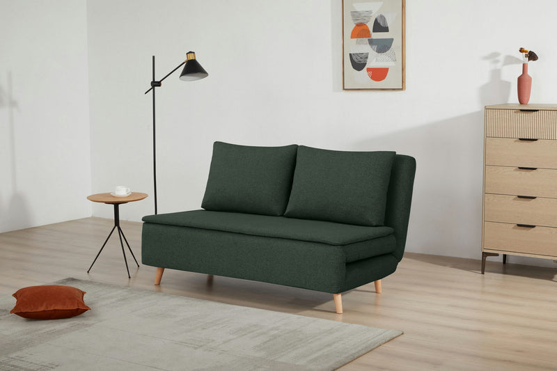 Canapea extensibilă Ainsley cu tapiterie verde inchis 145 cm