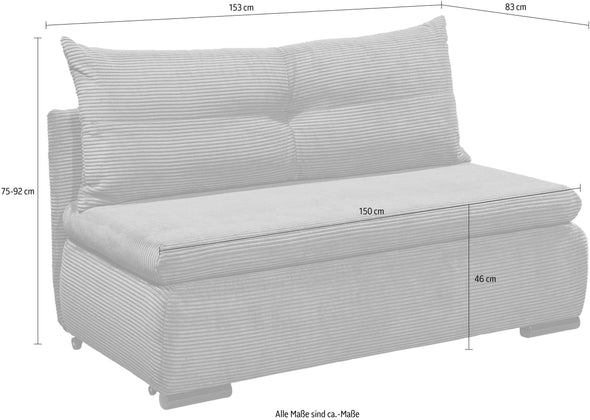 Canapea extensibila Charlie cu spatiu de depozitare 153 cm lățime - LunaHome.ro