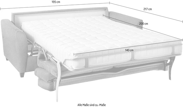 Canapea extensibila Dallas maro cu somiera si saltea 215 cm
