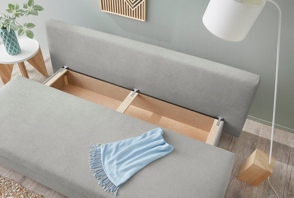 Canapea extensibilă Jockenhöfer, cu depozitare gri 191 cm lungime - LunaHome.ro