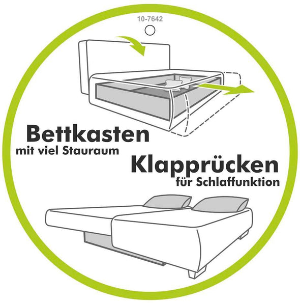 Canapea extensibilă Jockenhöfer, cu depozitare gri inchis, 191 cm lungime