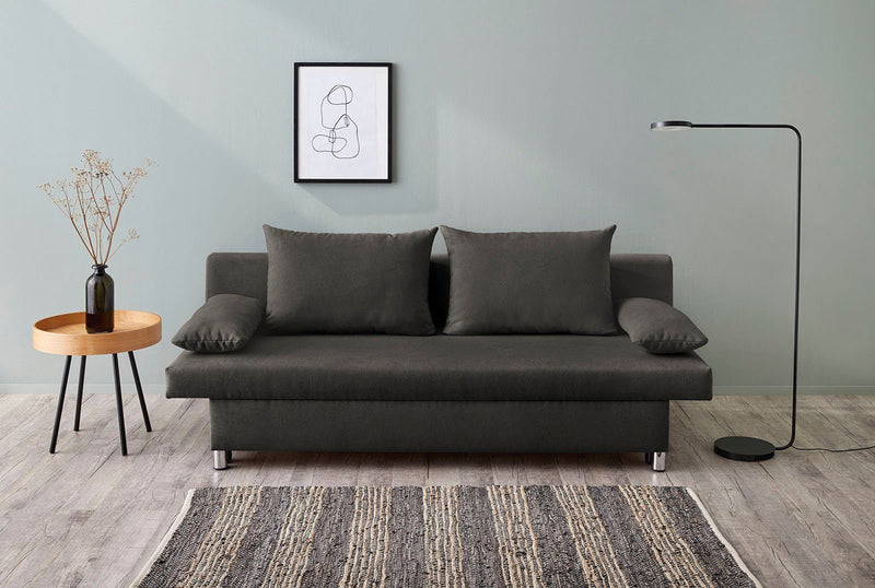 Canapea extensibilă Jockenhöfer, cu depozitare gri inchis, 191 cm lungime - LunaHome.ro