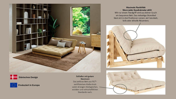 Canapea extensibila Roots Karup Design cu cadru din lemn 140 cm - LunaHome.ro
