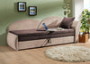 Canapea bej-maro extensibila cu depozitare si perna decorativa 213 cm - LunaHome.ro
