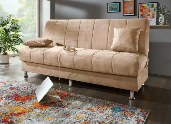 Canapea extensibila cu depozitare si perne decorative 190 cm