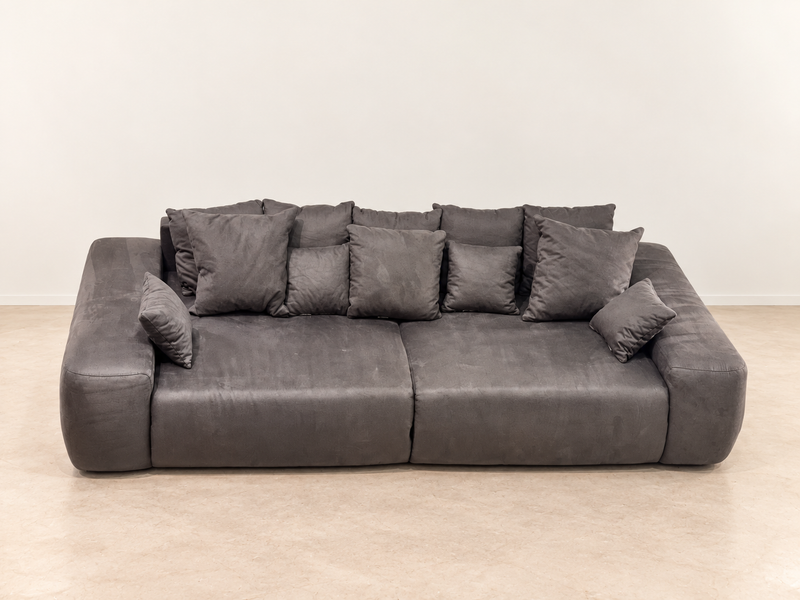Canapea Big Sofa Miriam din microfibra gri cu perne 307 cm lățime