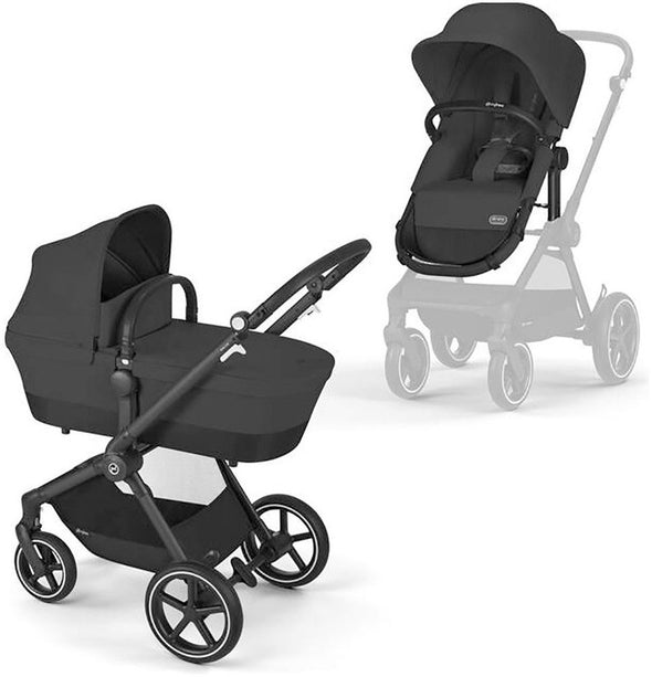 Carucior 2în1 Cybex Gold, Eos Lux negru usor de manevrat - LunaHome.ro
