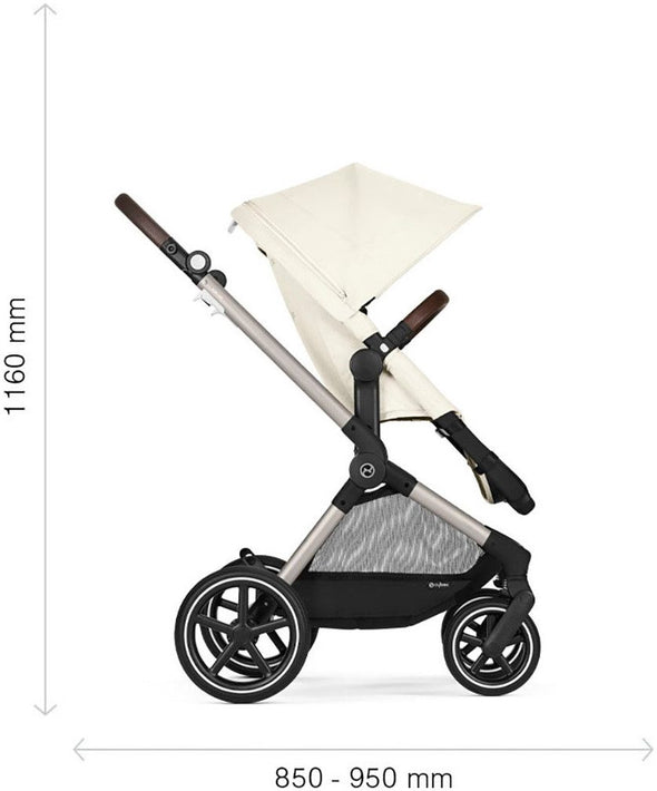 Carucior 2în1 Cybex Gold, Eos Lux negru usor de manevrat - LunaHome.ro