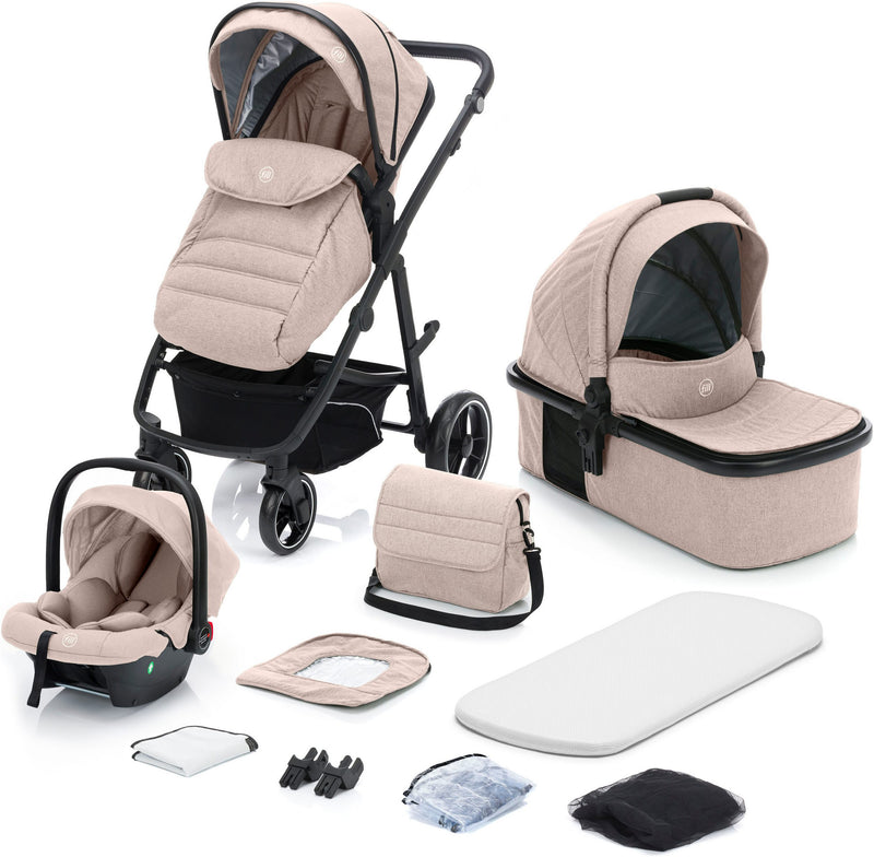 Cărucior 3în1 Fillikid Jaguar bej melange cu accesorii - LunaHome.ro