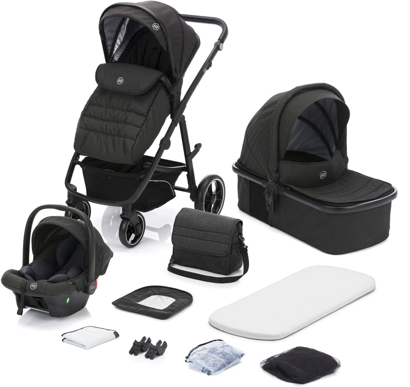 Cărucior 3în1 Fillikid Jaguar gri inchis cu accesorii - LunaHome.ro