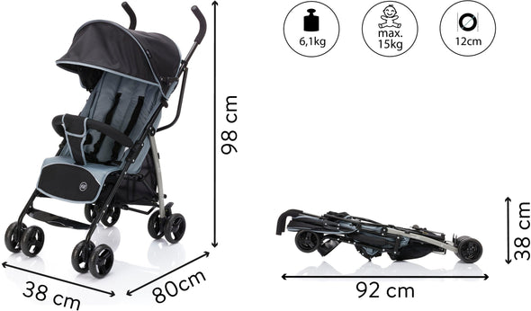 Cărucior sport Fillikid Buggy Glider, negru-gri cu copertină - LunaHome.ro