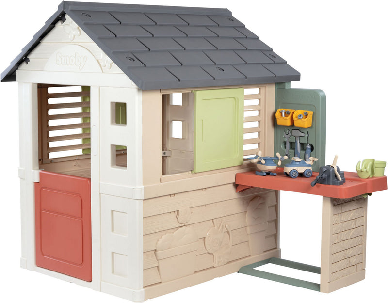 Casa de joaca Smoby Life Nature cu atelier pentru exterior - LunaHome.ro