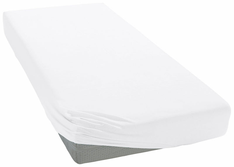 Cearceaf alb din jerseu elastic pentru saltele de 180-200x200-220 cm - LunaHome.ro