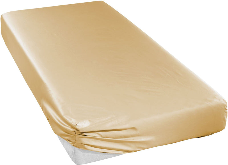 Cearceaf din satin auriu, 100% bumbac cu elastic, 160x200 cm - LunaHome.ro