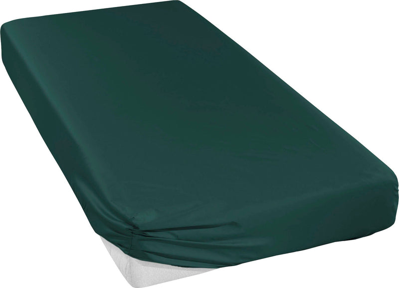 Cearceaf din satin mako verde, 100% bumbac cu elastic, 90x200 cm - LunaHome.ro