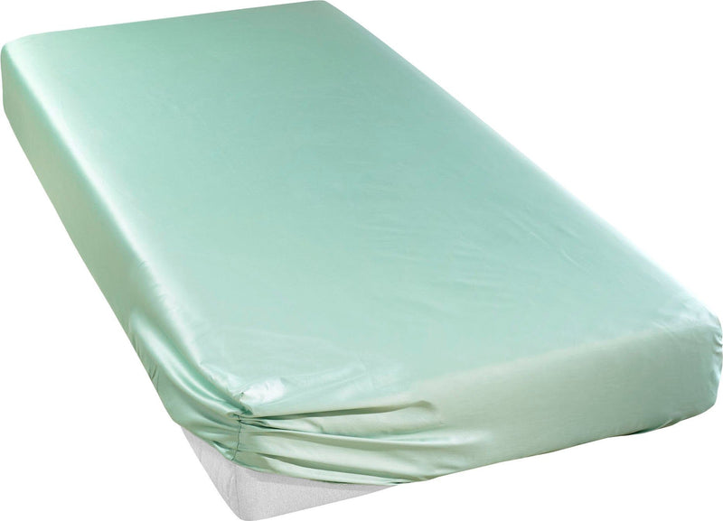 Cearceaf din satin mako verde fistic, 100% bumbac cu elastic, 180x200 cm - LunaHome.ro