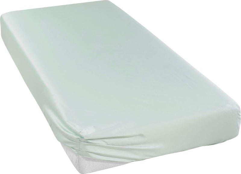 Cearceaf din satin verde jad, 100% bumbac cu elastic, 180x200 cm - LunaHome.ro