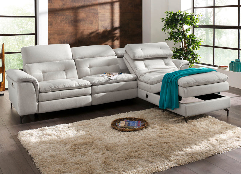 Colțar Bader cu reglaj electric si tetiere reglabile gri 288x222 cm - LunaHome.ro