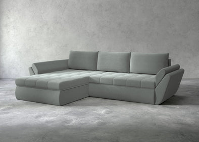 Colțar Iolani reversibil, extensibil cu depozitare, tapiterie gri 262x183 cm - LunaHome.ro