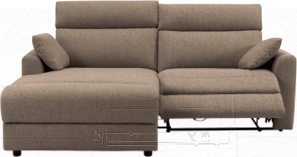 Colțar Jenna maro cu functie de recliner manuala 209x163 cm