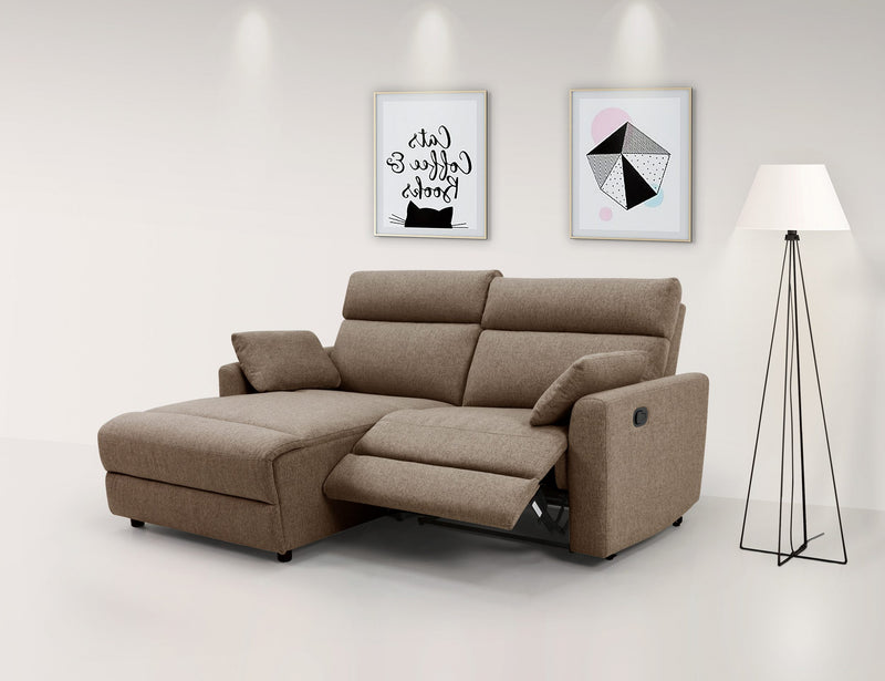 Colțar Jenna maro cu functie de recliner manuala 209x163 cm - LunaHome.ro