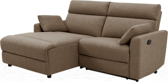 Colțar Jenna maro cu functie de recliner manuala 209x163 cm