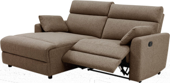 Colțar Jenna maro cu functie de recliner manuala 209x163 cm
