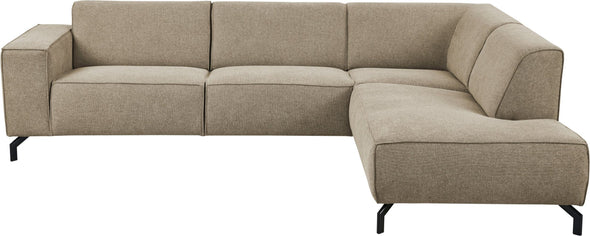 Colțar Lorcan fix cu sezlong pe dreapta, tapiterie moale taupe 210x275 cm
