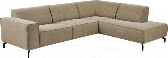 Colțar Lorcan fix cu sezlong pe dreapta, tapiterie moale taupe 210x275 cm