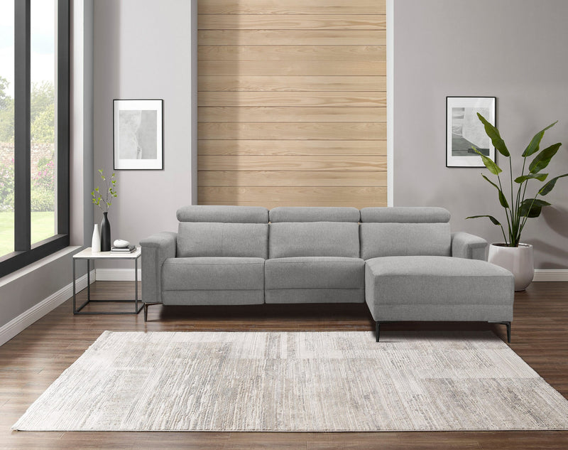 Colțar Lund cu tapițerie gri cu recliner reglabil mecanic 261x179 cm - LunaHome.ro