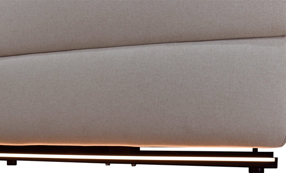 Colțar Pareli crem cu recliner electric, LED si USB 259 cm