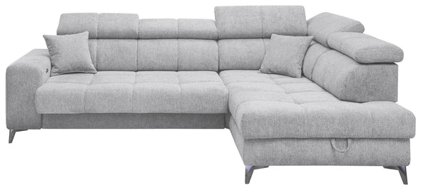 Colțar Sydney gri deschis cu reglaj electric si tetiere reglabile 282x198 cm