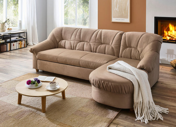 Colțar fix cu tapițerie bej eleganta 143x178 cm - LunaHome.ro