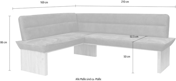 Colțar de bucătărie Belluna din microfibra gri, 210x169 cm - LunaHome.ro